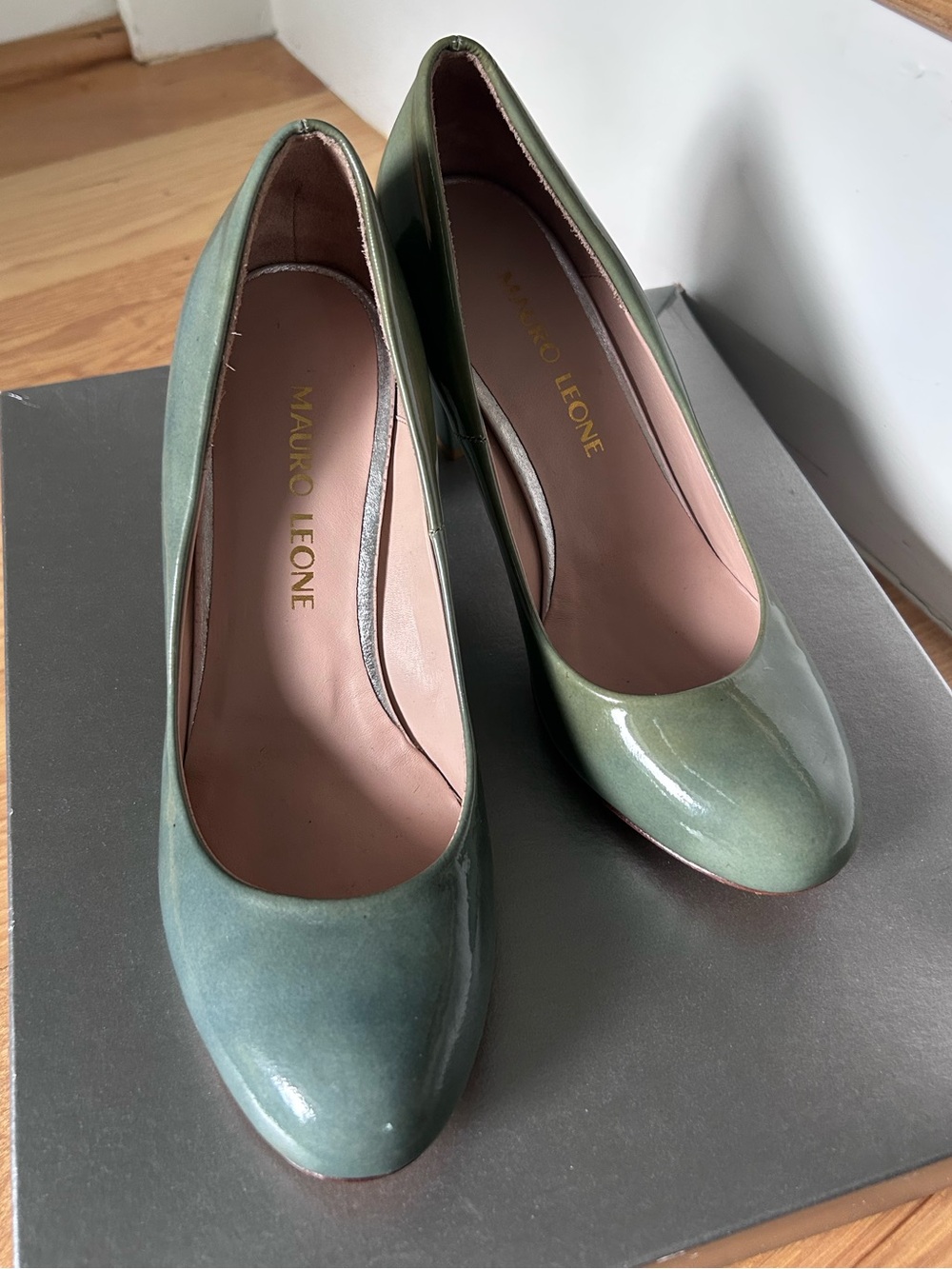 Mauro Leone Green Aqua Italian Patent Leather Pumps